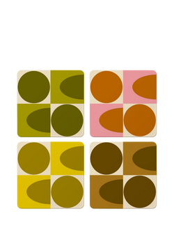 Orla Kiely Spot Square Oval Cork-Backed Coaster, Set of 4, Assorted, Assorted
