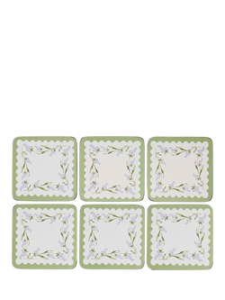 Sophie Conran for Portmeirion Lavandula Cork-Backed Coaster, Set of 6, Purple/Multi, Lavender