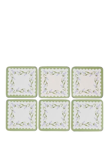 Sophie Conran for Portmeirion Lavandula Cork-Backed Coaster, Set of 6, Purple/Multi, Lavender