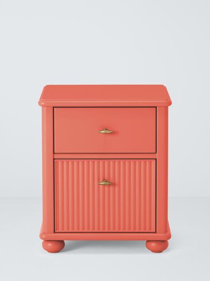 John Lewis Reed 2 Drawer Bedside Table - view 2, Baked Clay