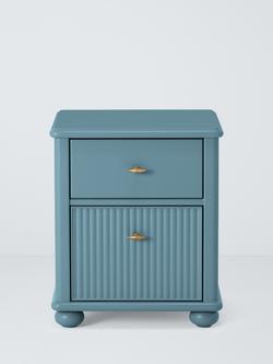John Lewis Reed 2 Drawer Bedside Table - view 2, Heritage Blue