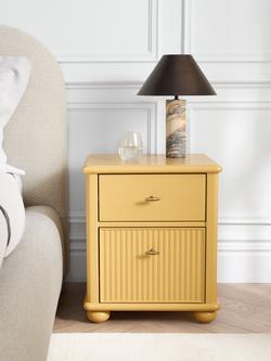 John Lewis Reed 2 Drawer Bedside Table - view 2, Butter