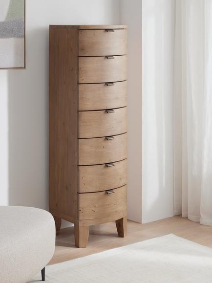 John Lewis Reclaimed Timber 7 Drawer Tallboy Chest, Natural Wood - view 2, Natural Wood