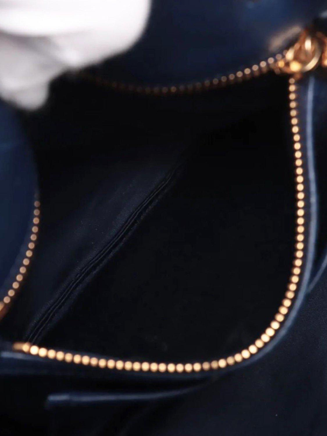 Product image 9 of 10, which shows Pre-loved Miu Miu Matelassé Leather 2-Way Bucket Bag, Dark Blue