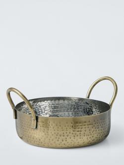 John Lewis Hammered Stainless Steel Balti Dish, 18cm, Gold, Gold Gold