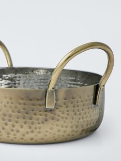 John Lewis Hammered Stainless Steel Balti Dish, 18cm, Gold - view 2, Gold Gold