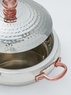 John Lewis Hammered Stainless Steel Serve Dish & Lid, 22cm, Silver/Copper - view 2, Silver Multi Silver