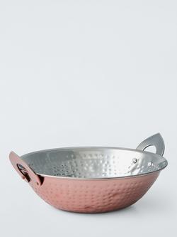 John Lewis Hammered Stainless Steel Balti Dish, 18cm, Copper, Silver Multi Silver