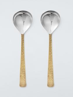 John Lewis Hammered Stainless Steel Serving Spoons, Set of 2, Gold, Gold Gold