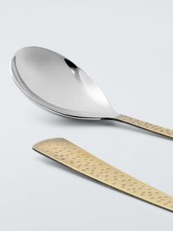 John Lewis Hammered Stainless Steel Serving Spoons, Set of 2, Gold - view 2, Gold Gold