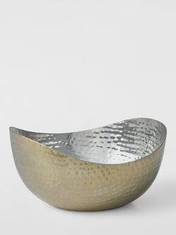 John Lewis Hammered Stainless Steel Angled Bowl, 15cm, Gold, Gold Gold