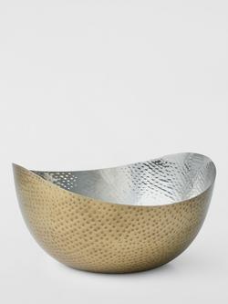 John Lewis Hammered Stainless Steel Angled Bowl, 25cm, Gold, Gold Gold