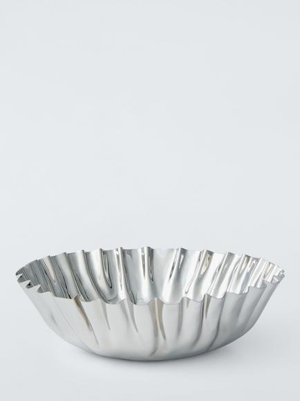 John Lewis Luxe Stainless Steel Serve Bowl, 24cm, Silver, Silver Silver