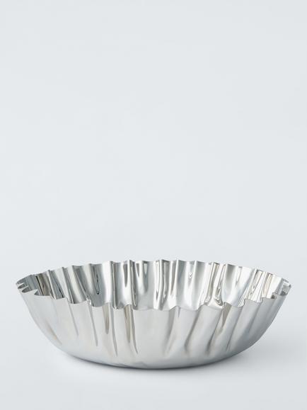John Lewis Luxe Stainless Steel Serve Bowl, 32cm, Silver, Silver Silver