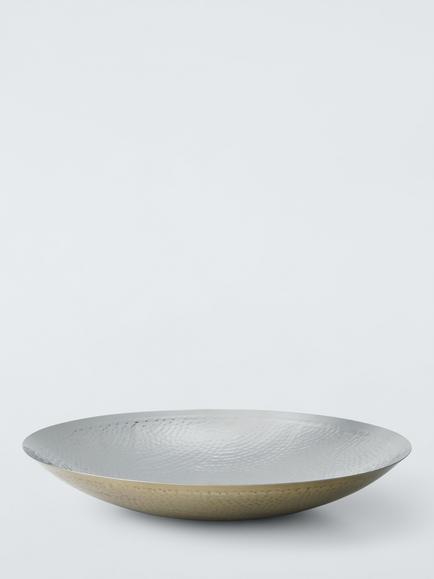 John Lewis Hammered Stainless Steel Serving Plate, 36cm, Gold/Silver, Silver Silver