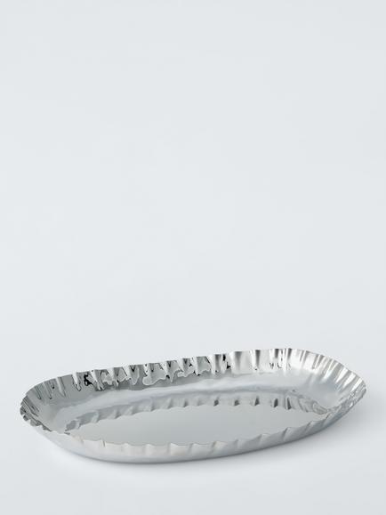 John Lewis Luxe Stainless Steel Oblong Serving Platter, 40cm, Silver, Silver Silver