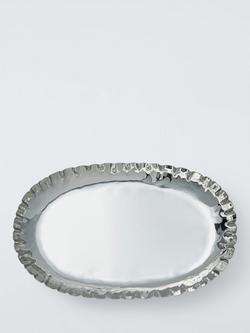 John Lewis Luxe Stainless Steel Oblong Serving Platter, 40cm, Silver - view 2, Silver Silver