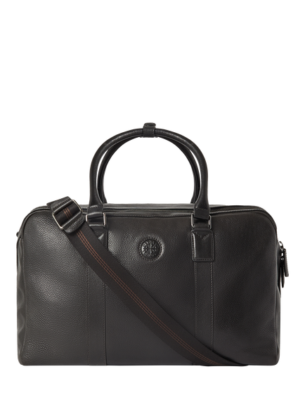 OSPREY LONDON Compass Leather Weekender Bag, Black