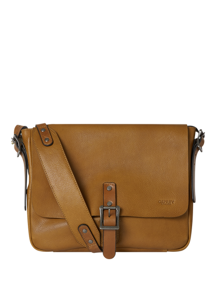 OSPREY LONDON Lorenzo Medium Leather Messenger Bag, Tan, Tan