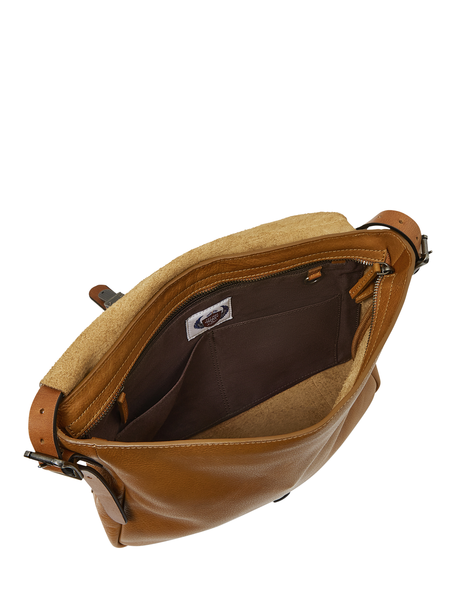 Product image 4 of 4, which shows OSPREY LONDON Lorenzo Medium Leather Messenger Bag, Tan