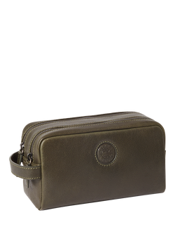 OSPREY LONDON The Compass Leather Washbag - view 2, Dark Olive