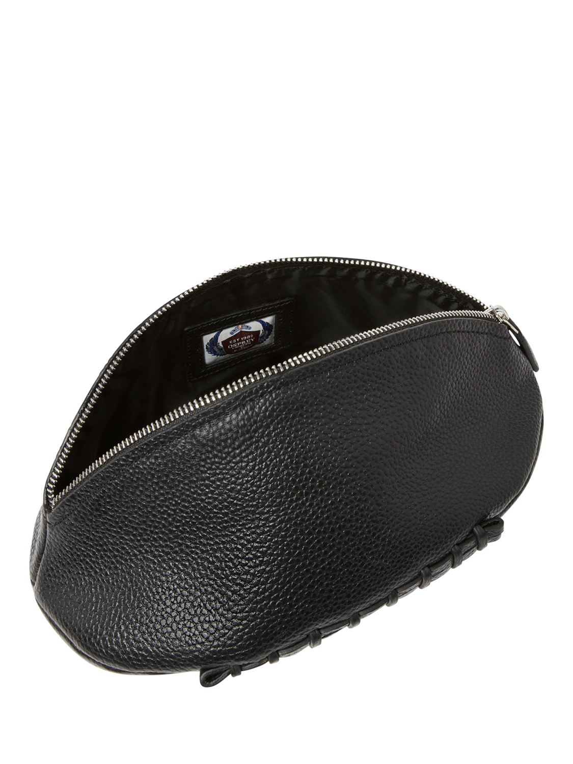 Product image 4 of 4, which shows OSPREY LONDON Rugger Leather Wash Bag, Black