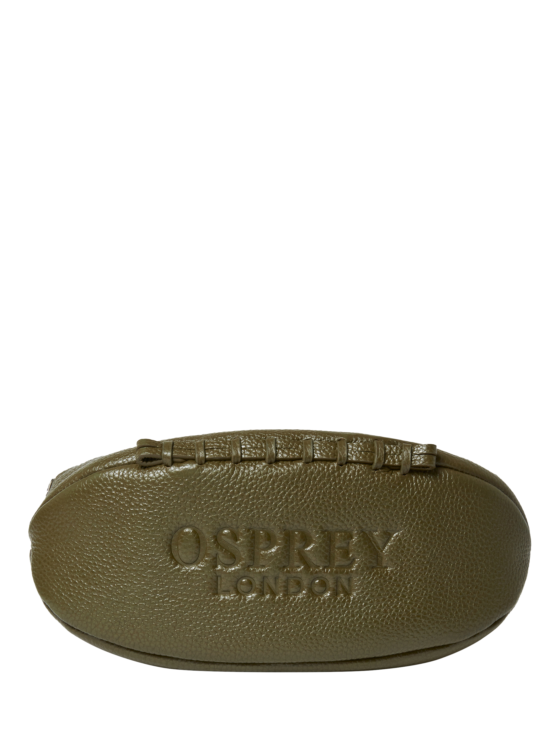 Product image 1 of 5, which shows OSPREY LONDON Rugger Leather Wash Bag, Olive