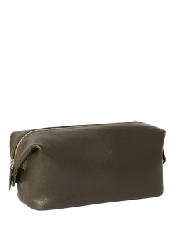OSPREY LONDON Toby Leather Washbag - view 2, Dark Olive