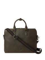 OSPREY LONDON Compass Leather Laptop Bag, Dark Olive