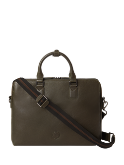 OSPREY LONDON Compass Leather Laptop Bag, Dark Olive