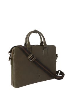 OSPREY LONDON Compass Leather Laptop Bag - view 2, Dark Olive