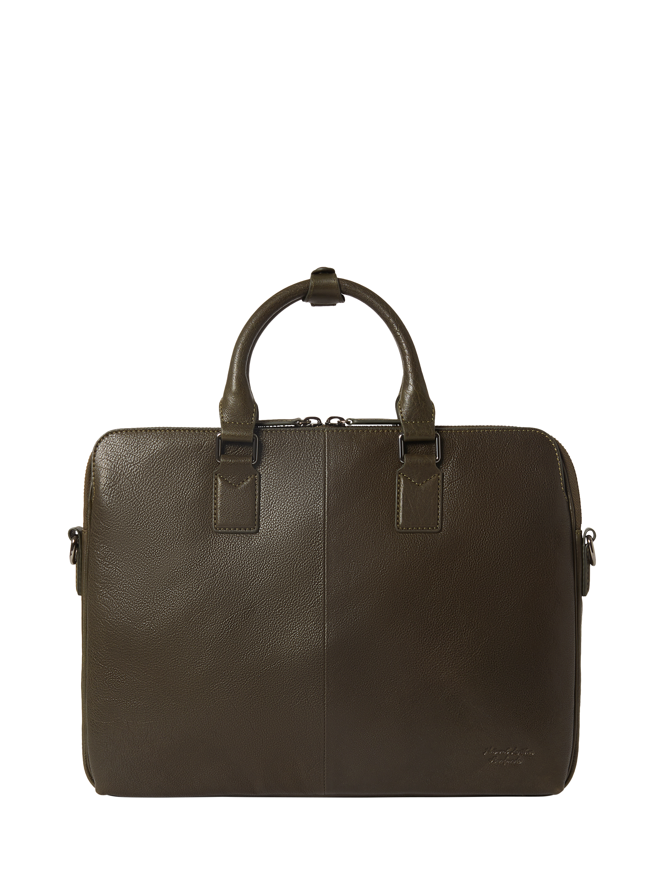 Product image 3 of 5, which shows OSPREY LONDON Compass Leather Laptop Bag, Dark Olive