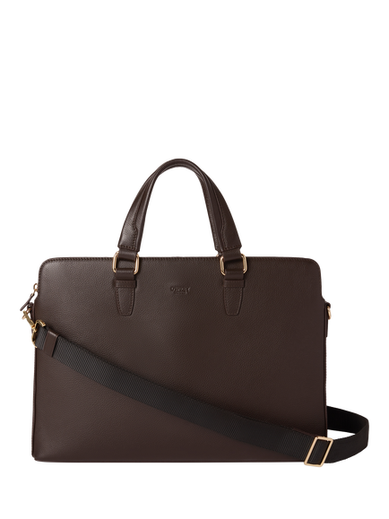 OSPREY LONDON Mercury Leather Laptop Bag, Chocolate