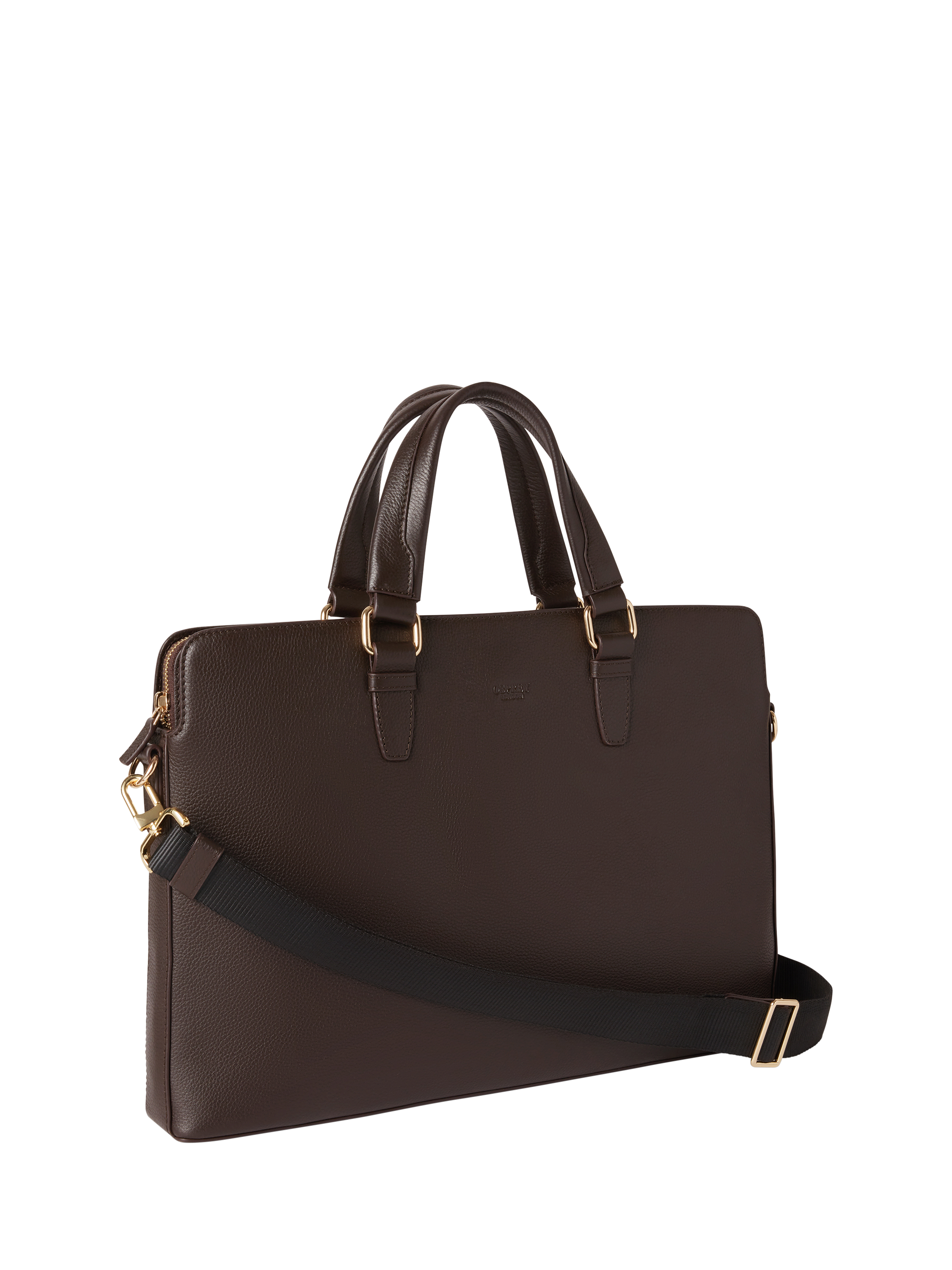 Product image 2 of 6, which shows OSPREY LONDON Mercury Leather Laptop Bag, Chocolate