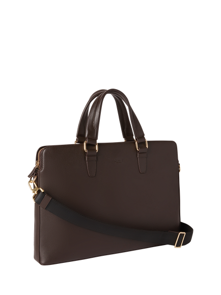 OSPREY LONDON Mercury Leather Laptop Bag - view 2, Chocolate