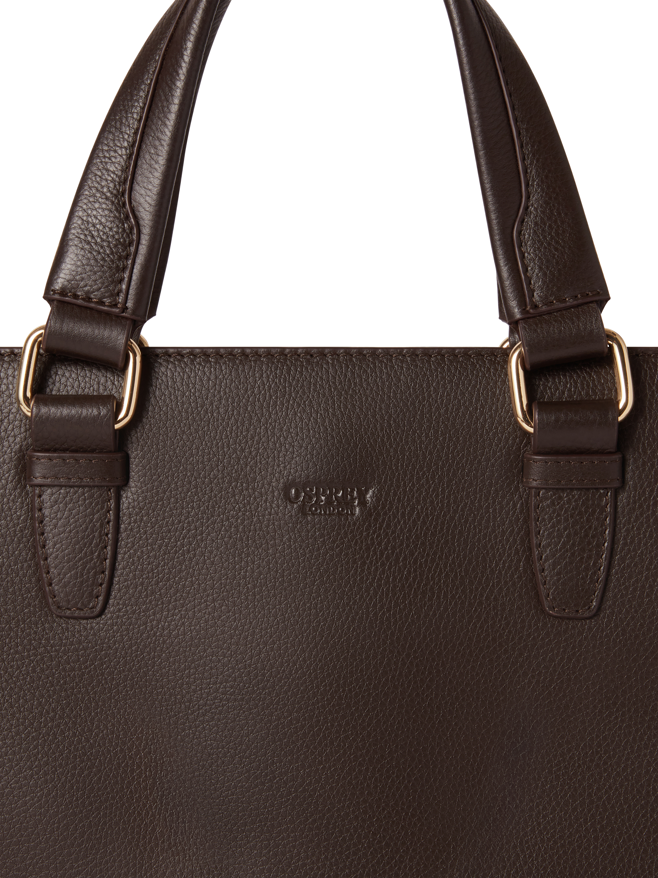 Product image 4 of 6, which shows OSPREY LONDON Mercury Leather Laptop Bag, Chocolate