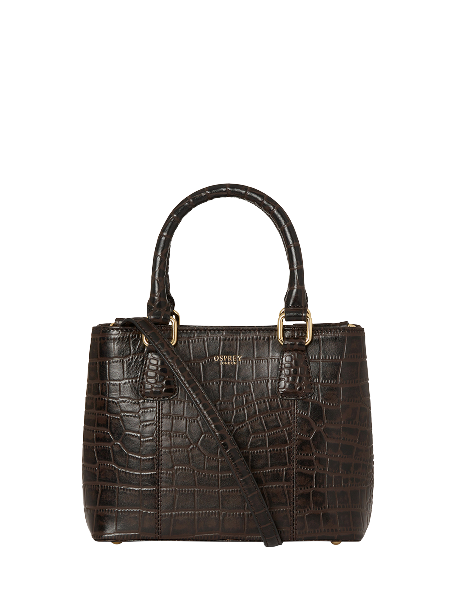 Product image 1 of 6, which shows OSPREY LONDON Mini Adaline Leather Grab Bag, Chocolate