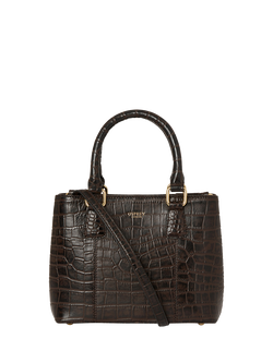 OSPREY LONDON Mini Adaline Leather Grab Bag, Chocolate