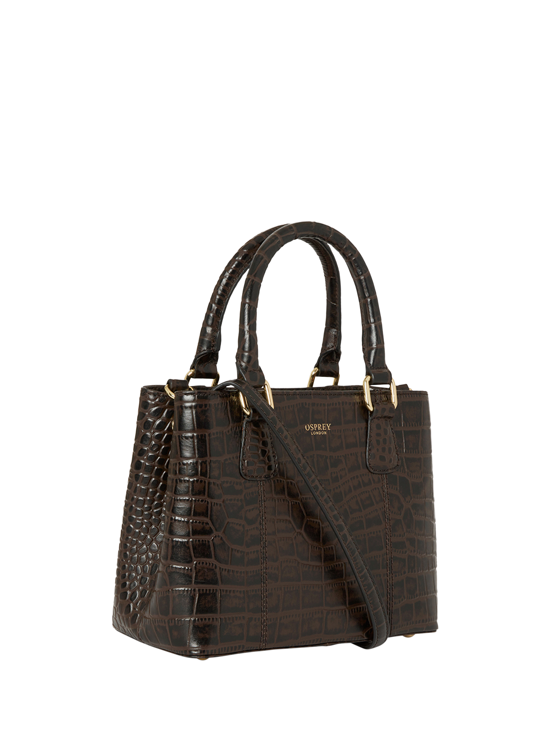 Product image 2 of 6, which shows OSPREY LONDON Mini Adaline Leather Grab Bag, Chocolate