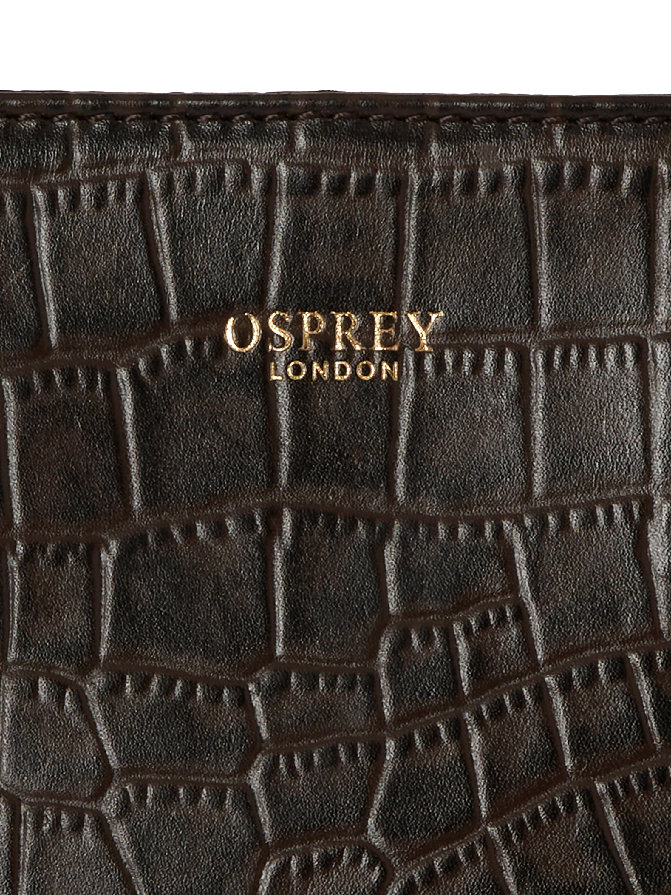 Product image 4 of 6, which shows OSPREY LONDON Mini Adaline Leather Grab Bag, Chocolate