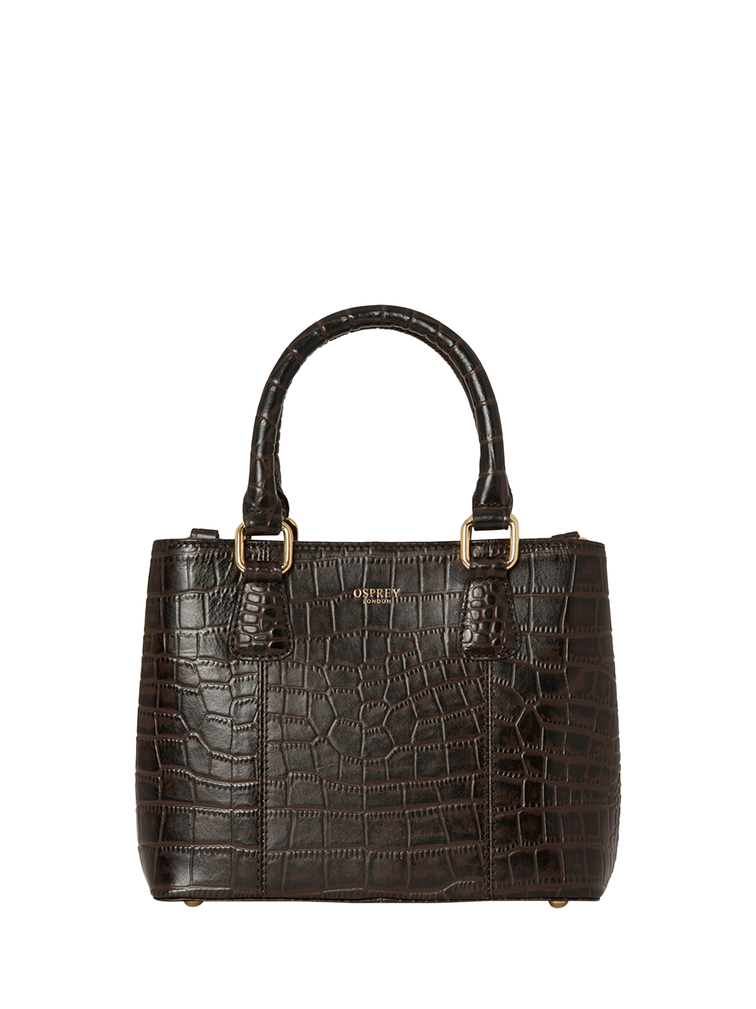 Product image 6 of 6, which shows OSPREY LONDON Mini Adaline Leather Grab Bag, Chocolate