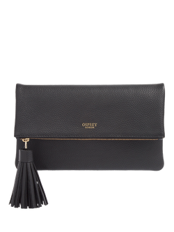 OSPREY LONDON Bexley Leather Clutch Bag, Black