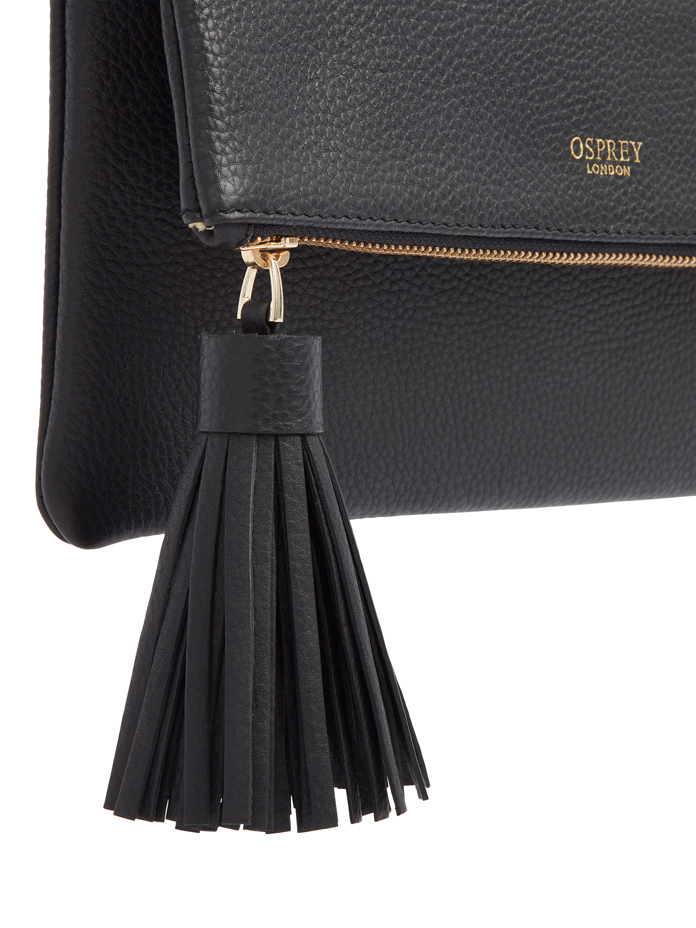 Product image 3 of 5, which shows OSPREY LONDON Bexley Leather Clutch Bag, Black