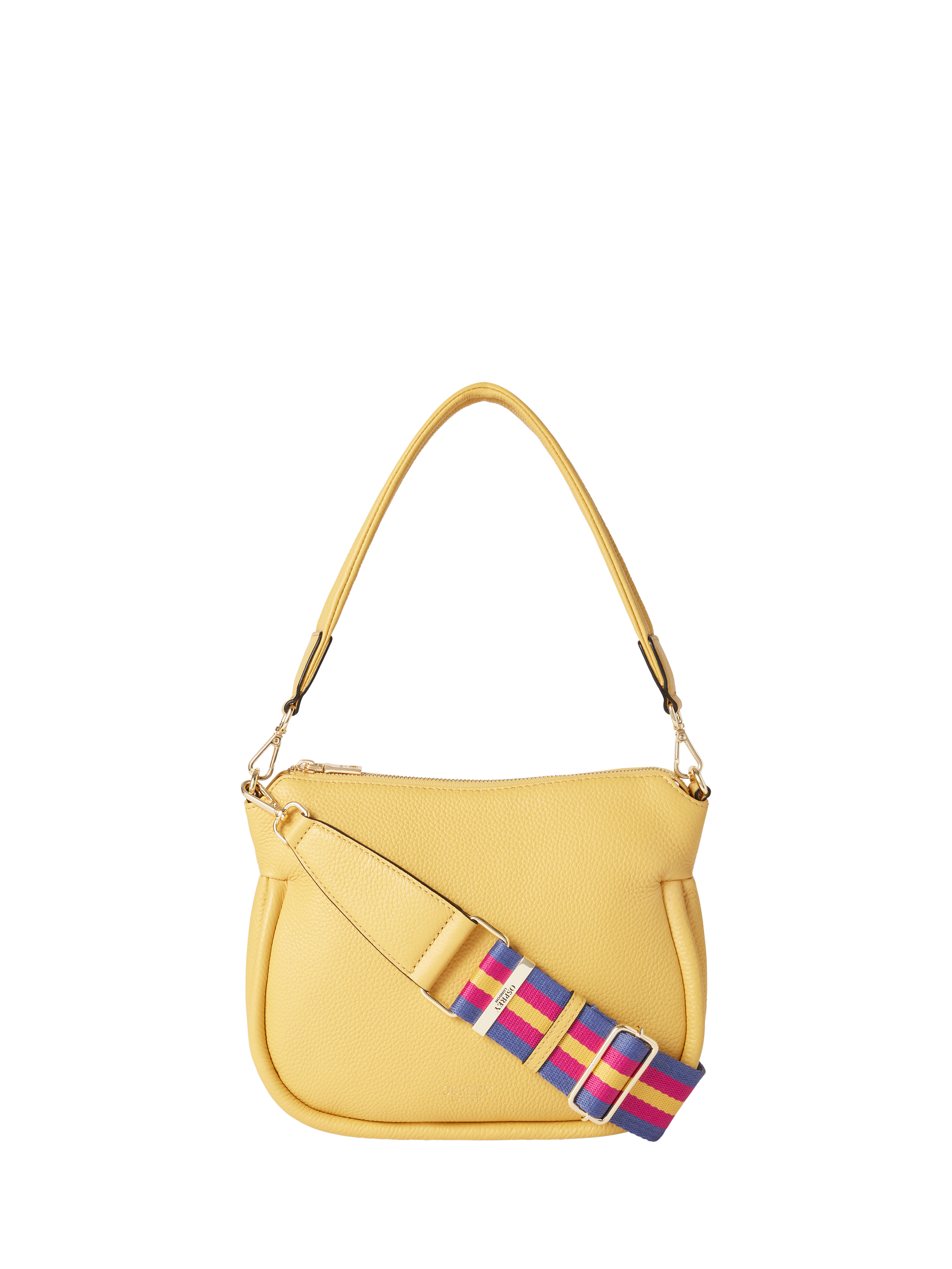 Product image 1 of 6, which shows OSPREY LONDON Hendrix Leather Shoulder Bag, Pollen