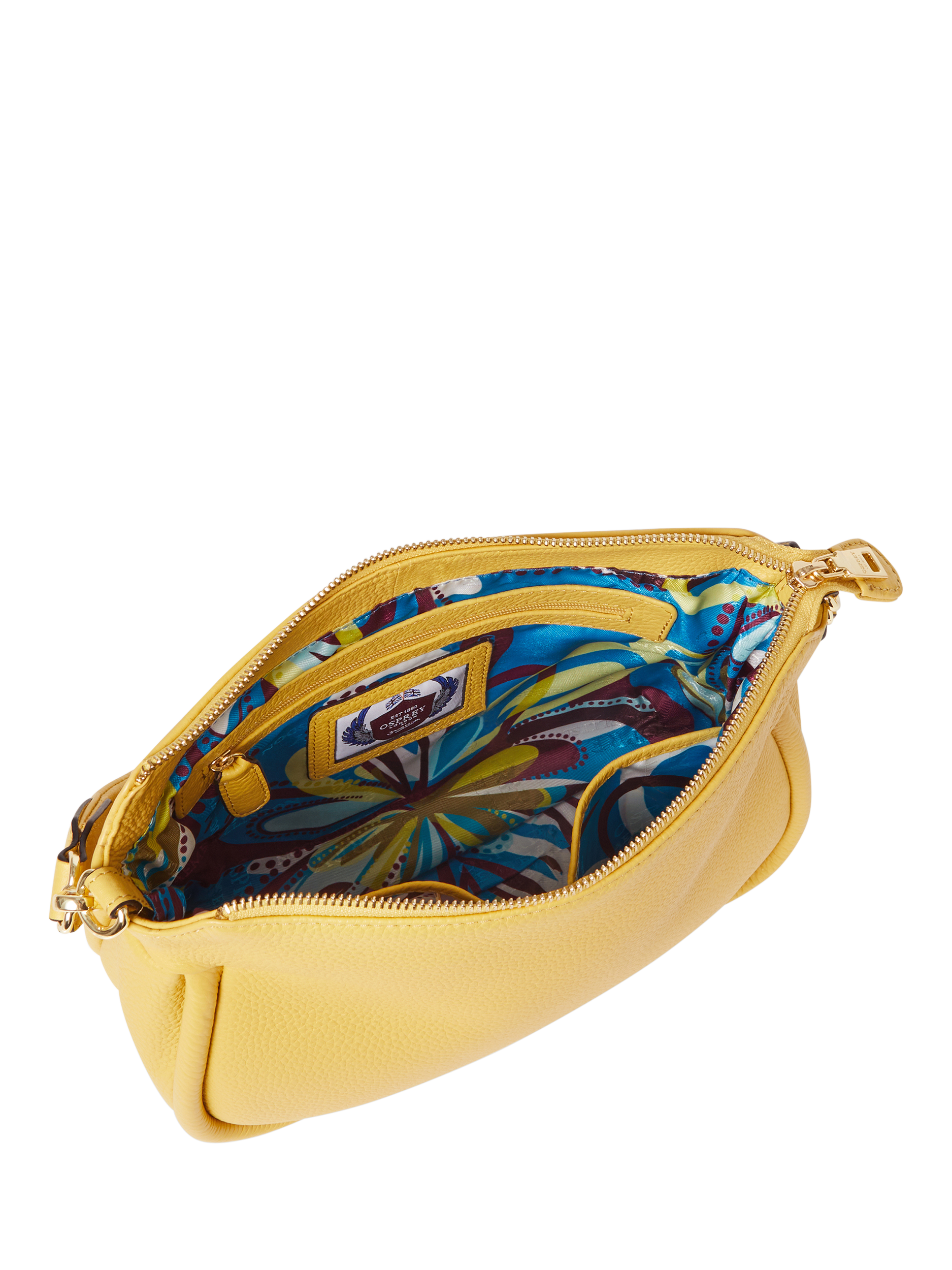 Product image 5 of 6, which shows OSPREY LONDON Hendrix Leather Shoulder Bag, Pollen