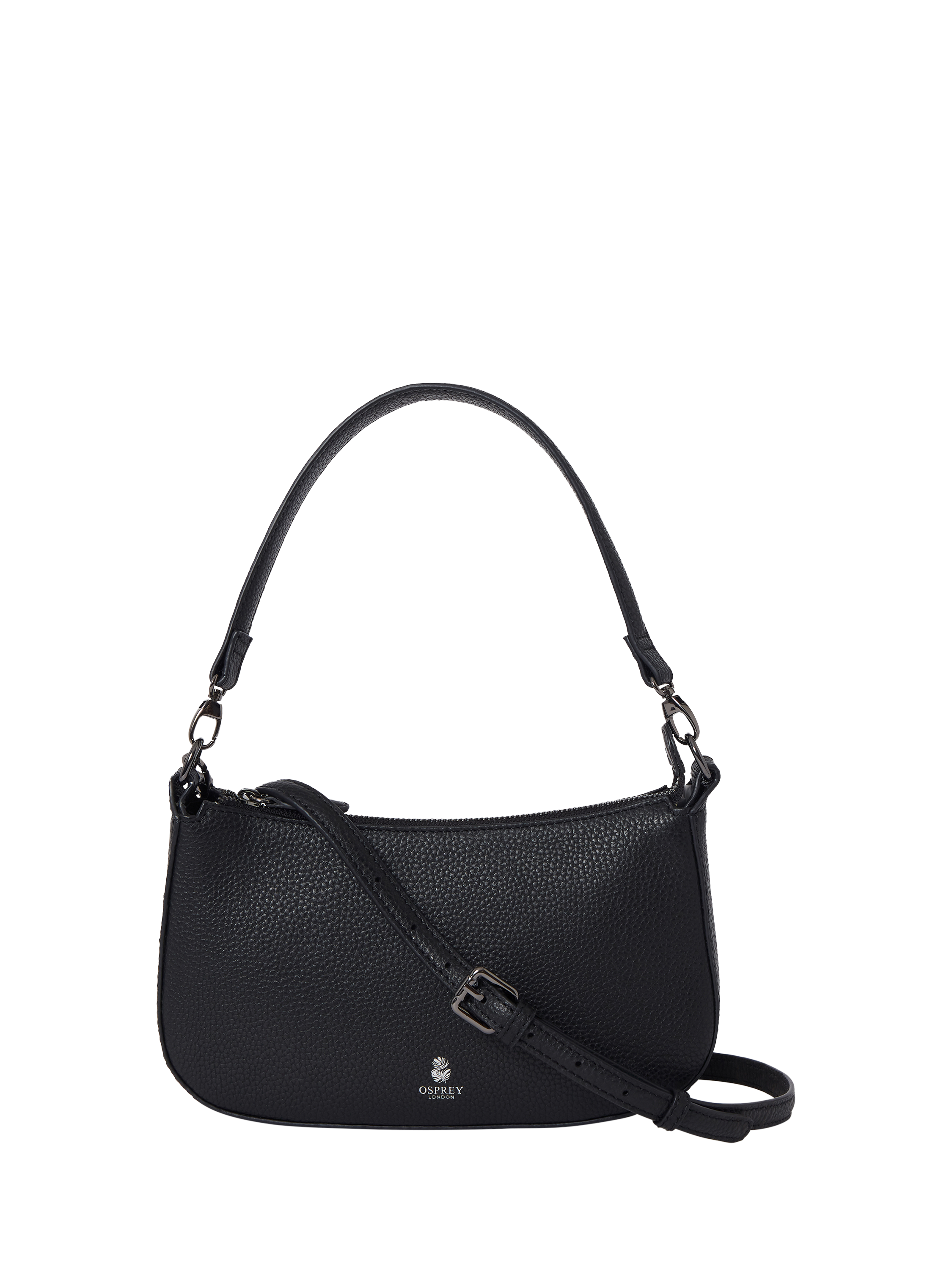 OSPREY LONDON Aspen Large Leather Shoulder Bag, Black