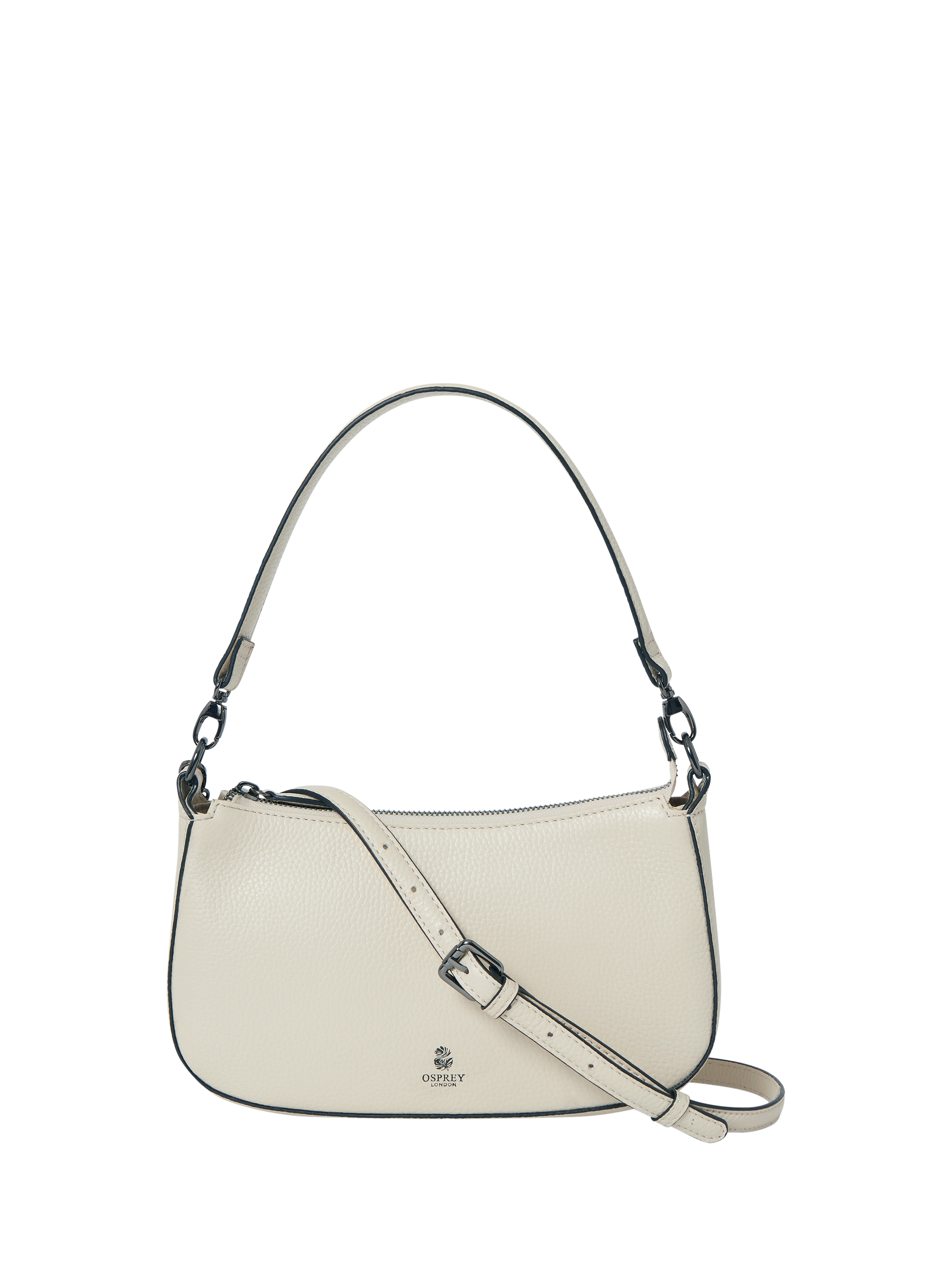 OSPREY LONDON Aspen Large Leather Shoulder Bag Ivory