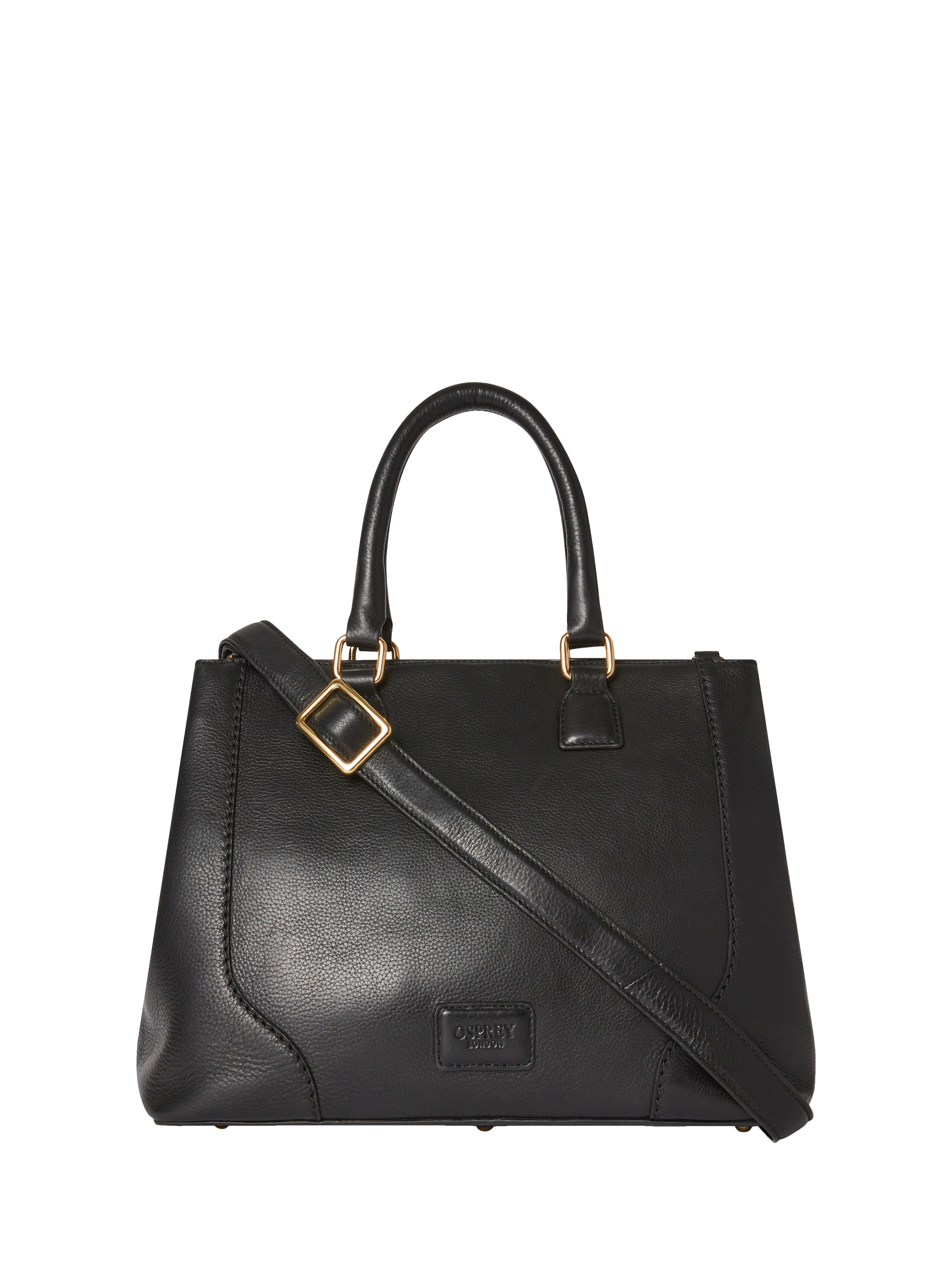 Product image 1 of 5, which shows OSPREY LONDON Oxford Leather Hobo Bag, Black