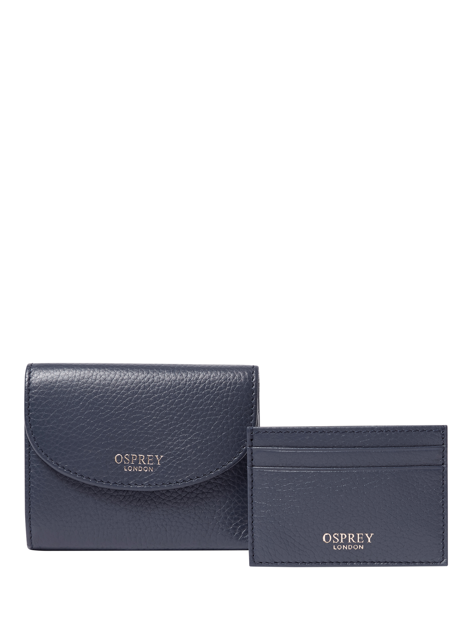 Product image 1 of 7, which shows OSPREY LONDON The Tilly Leather Purse Set, Navy