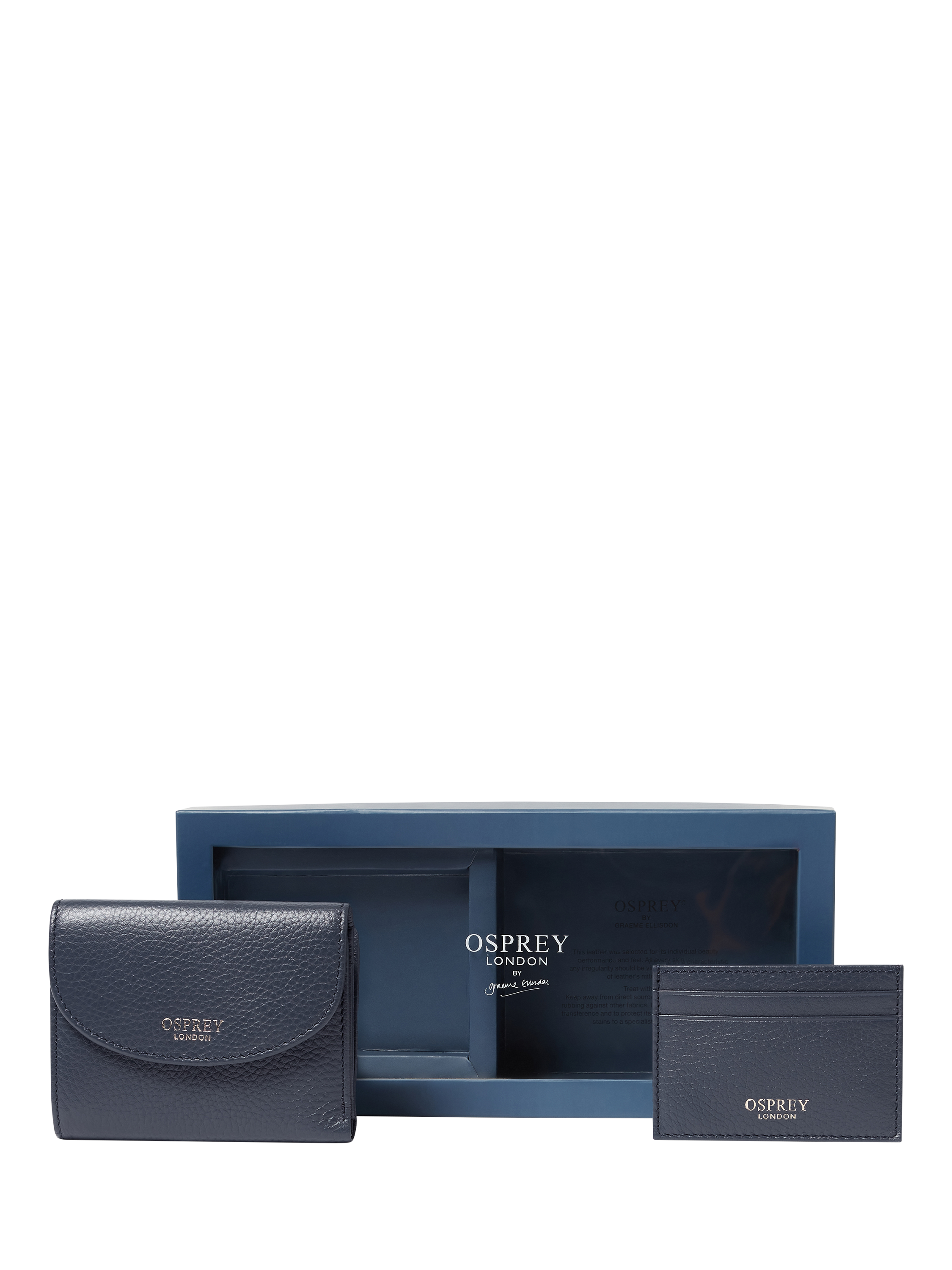 Product image 2 of 7, which shows OSPREY LONDON The Tilly Leather Purse Set, Navy
